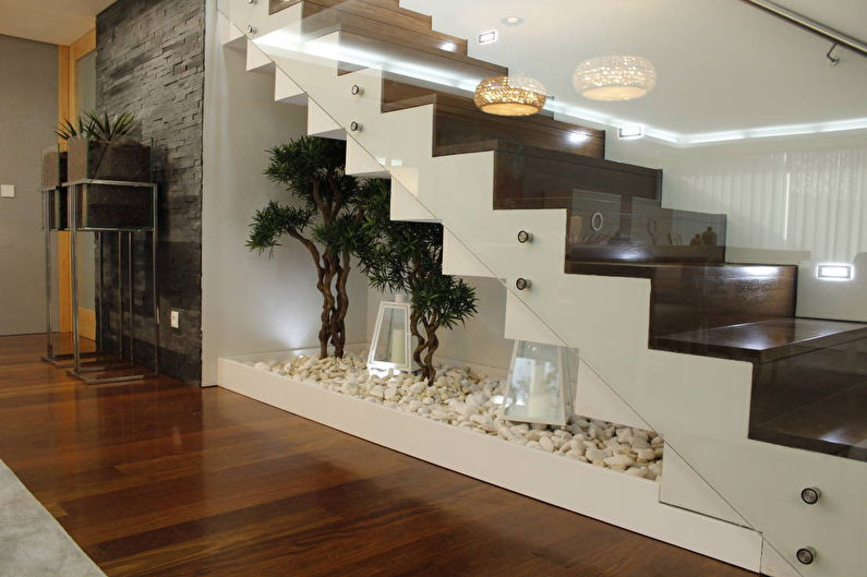 a glass staircase in a home.