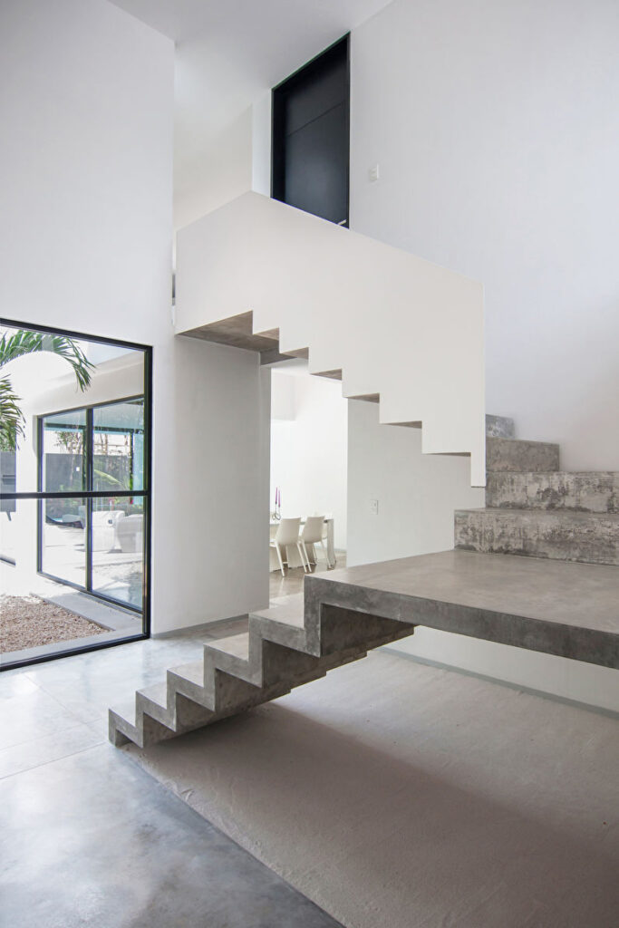 a concrete staircase in a modern house.