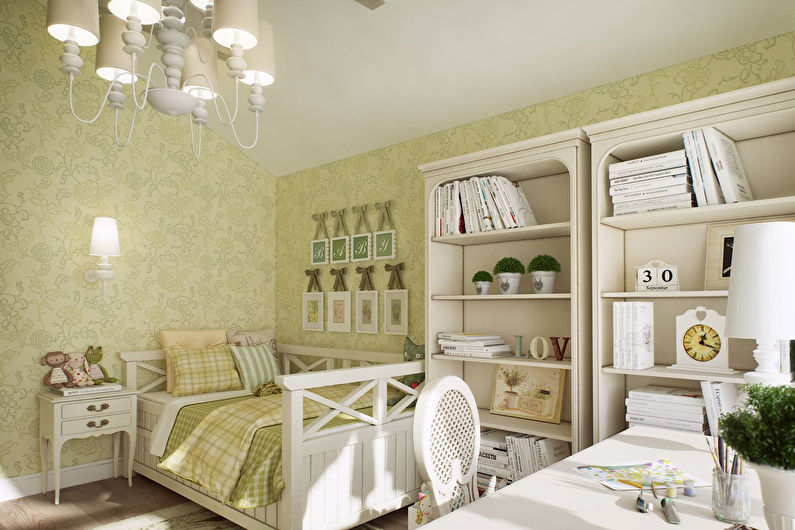 a girl's bedroom with a bed, dresser and desk.