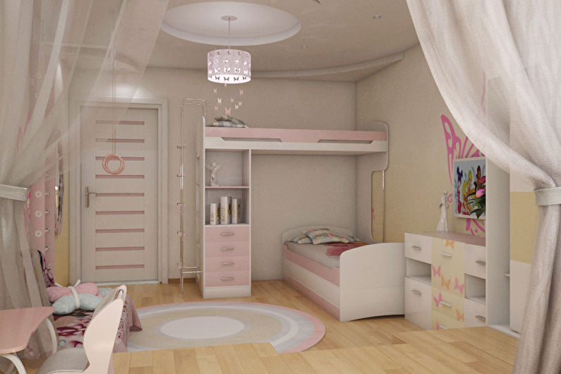 a girl's room with a bed and a desk.