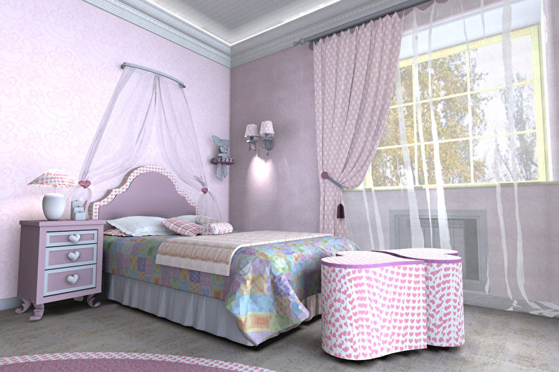 a girl's bedroom with pink and white decor.