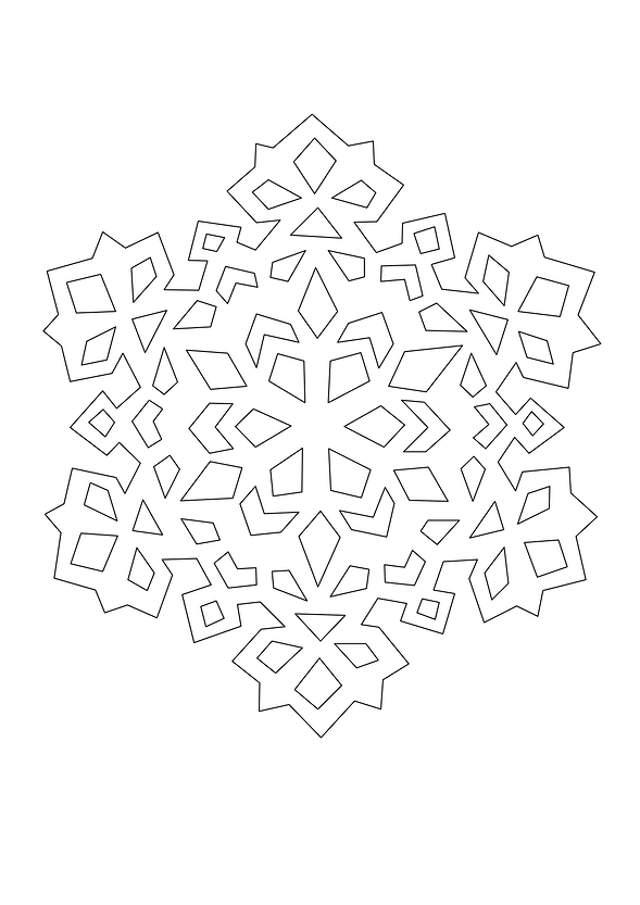 A snowflake coloring page on a white background.