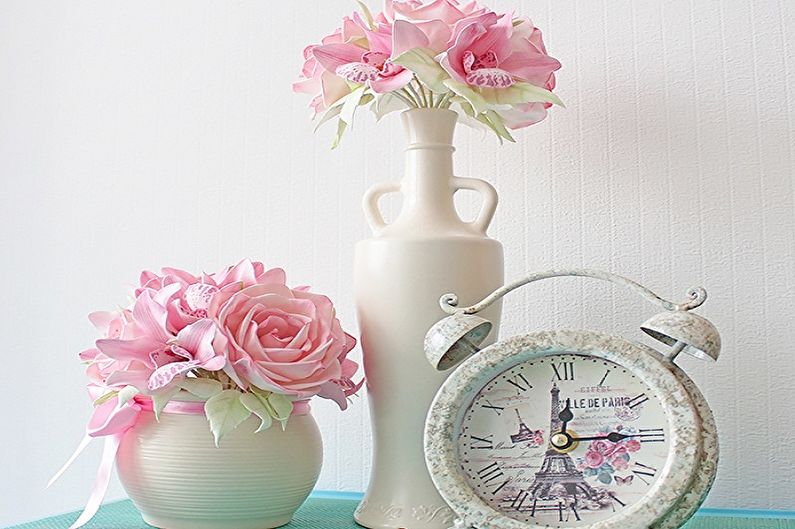 A clock on a table.